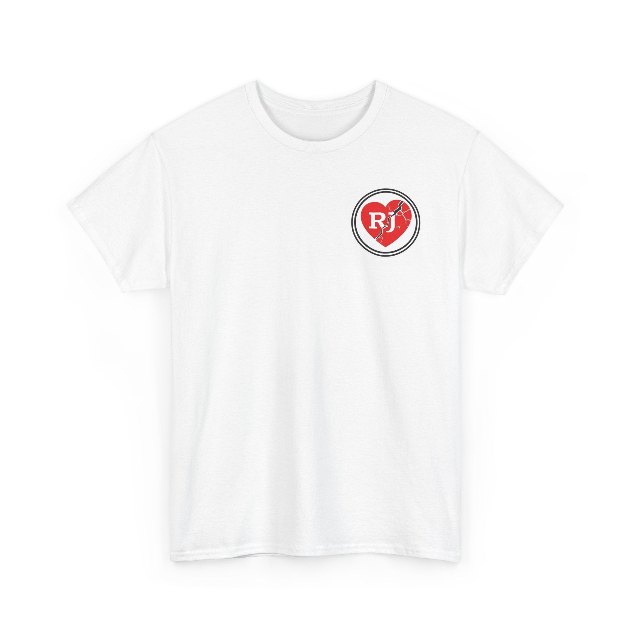 RJ Heart Logo T‑Shirt — Small Front Chest Graphic Tee
